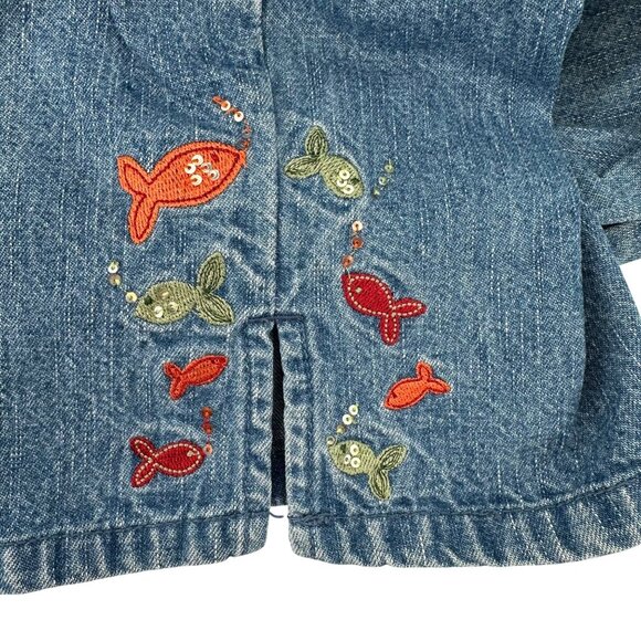 Christopher & Banks Womens Embroidered Fish Capri Jeans Size 6 - Picture 4 of 11